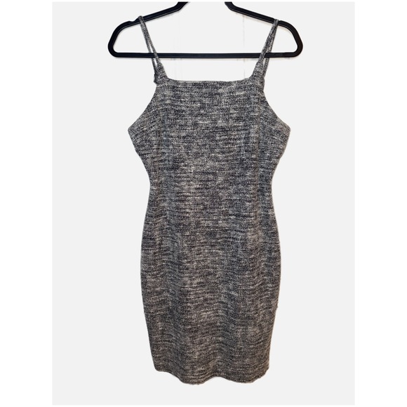 ALMOST FAMOUS -Womens Black Jersey Zippered Ribbed Body Con Dress size Large - Picture 2 of 11